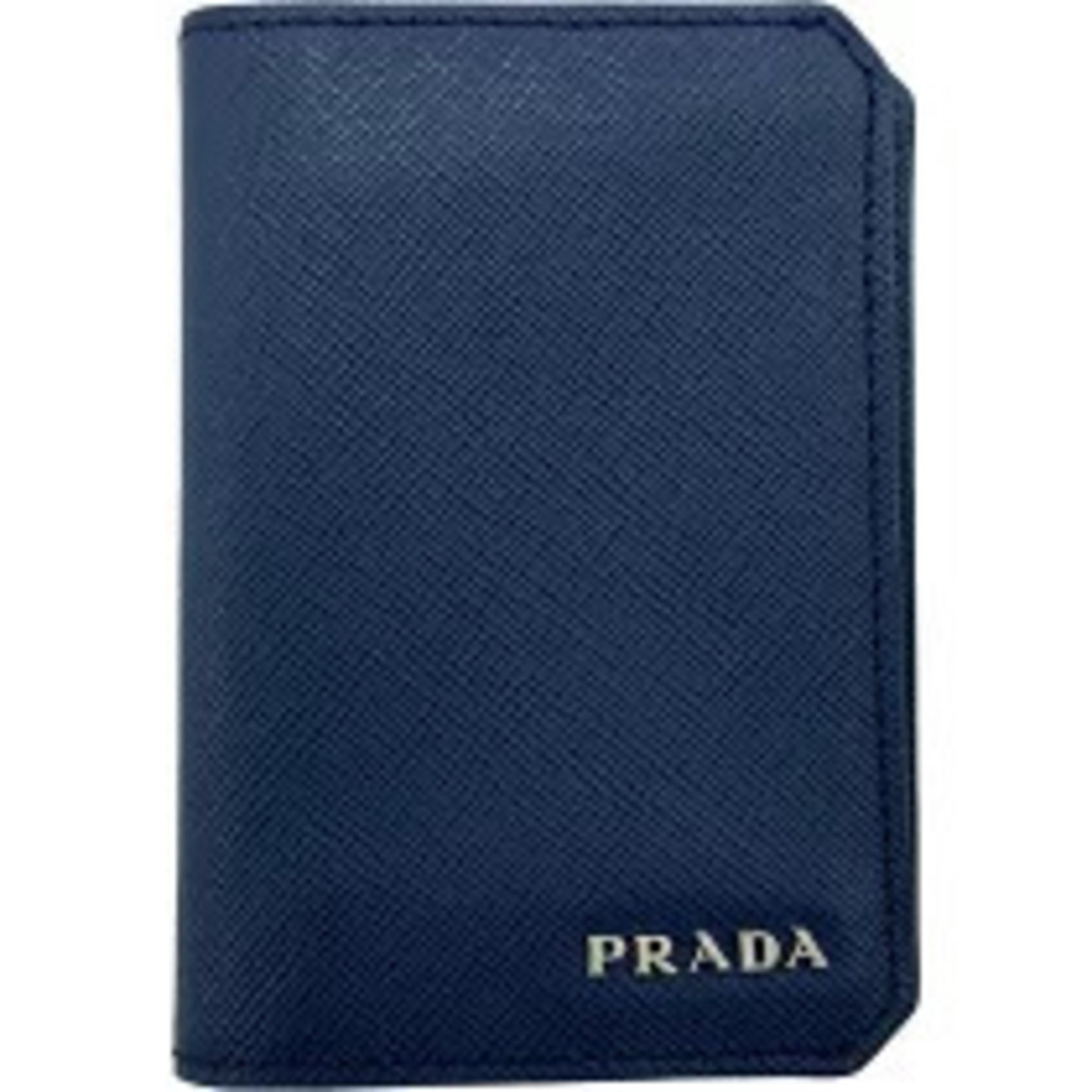 Prada Card Case Wallet Navy Blue Saffiano Leather